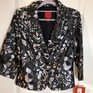 NWT JS Collections Women's Cropped Jacket Blazer Black Sliver Fully Lined